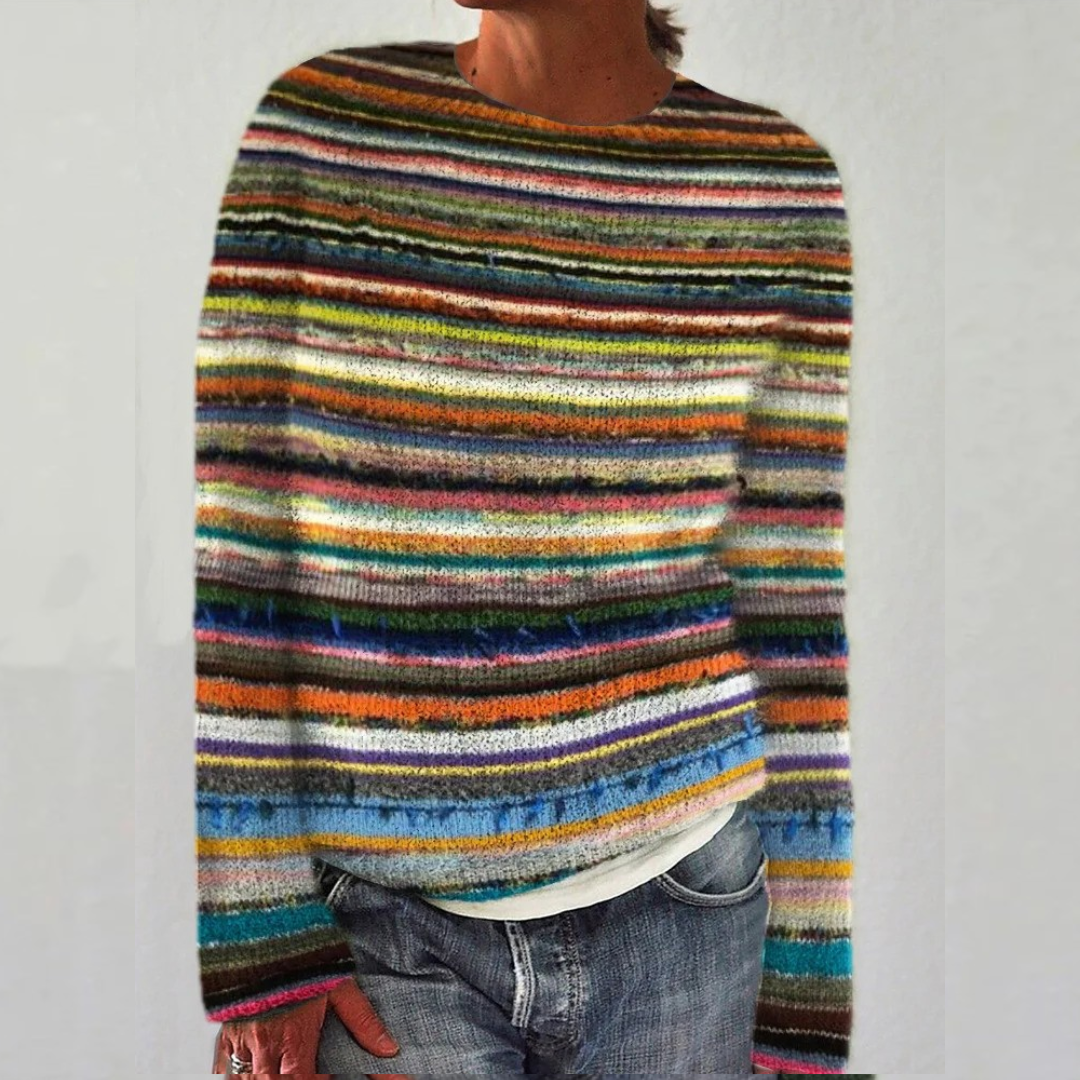 SILVANA™ | Jersey Acogedor Retro - A rayas
