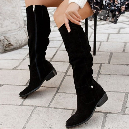 NAOMI | Botas altas planas de ante - Negro