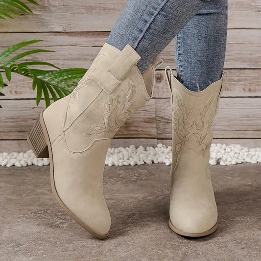 VALERIA | Botas camperas con tacón - Beige