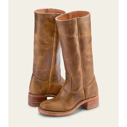 MONTANA | Botas altas de piel estilo ecuestre - Marrón claro