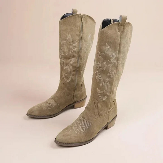 SIERRA™ | Botas altas bordadas estilo western - Beige
