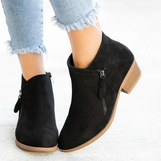 ELENA | Botines cortos de ante - Negro