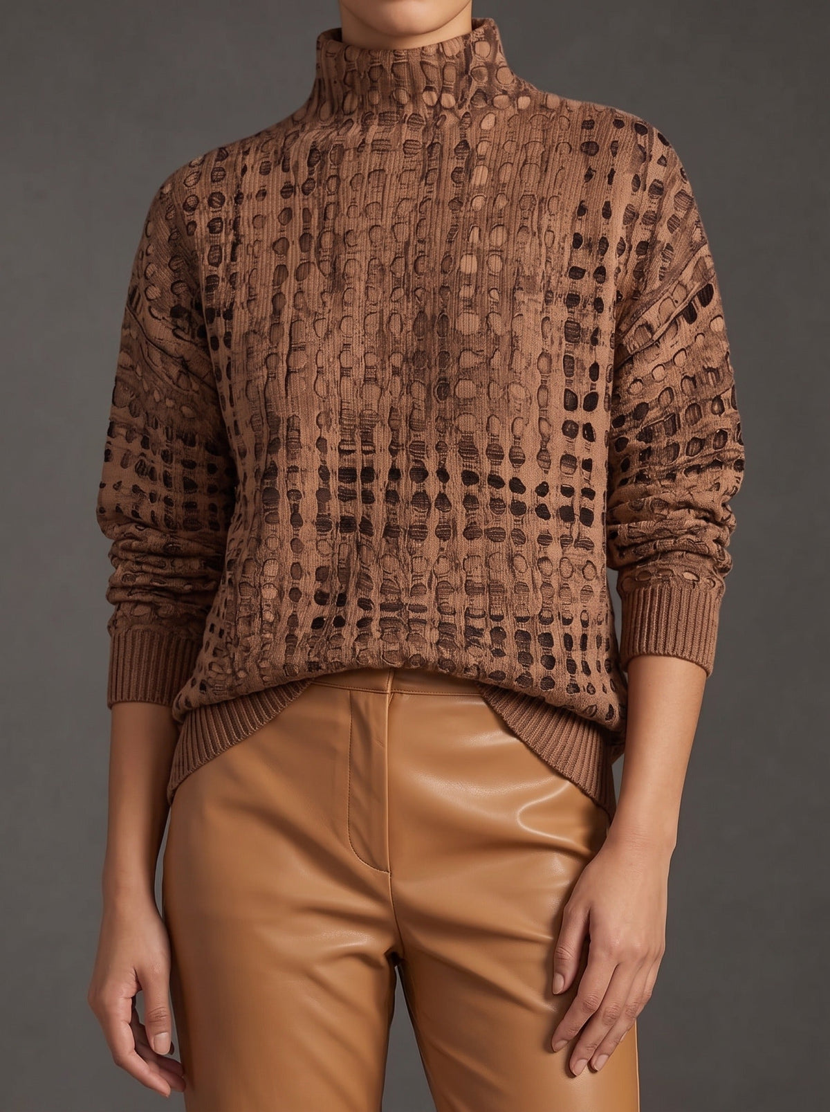 Marnie - Jersey de Cuello Alto Castaño