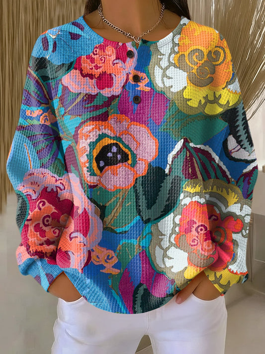 IDA | Jersey con Grandes Flores de Colores - Floral
