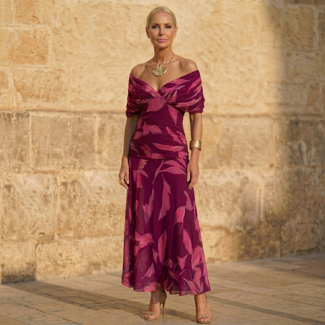 Céleste - Vestido Elegante con Motivo de Hojas