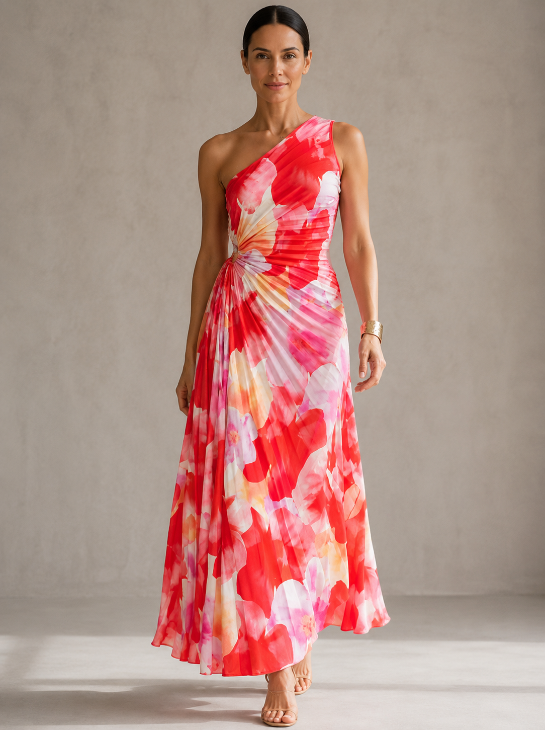 YANIRA | Vestido Plisado de Un Hombro