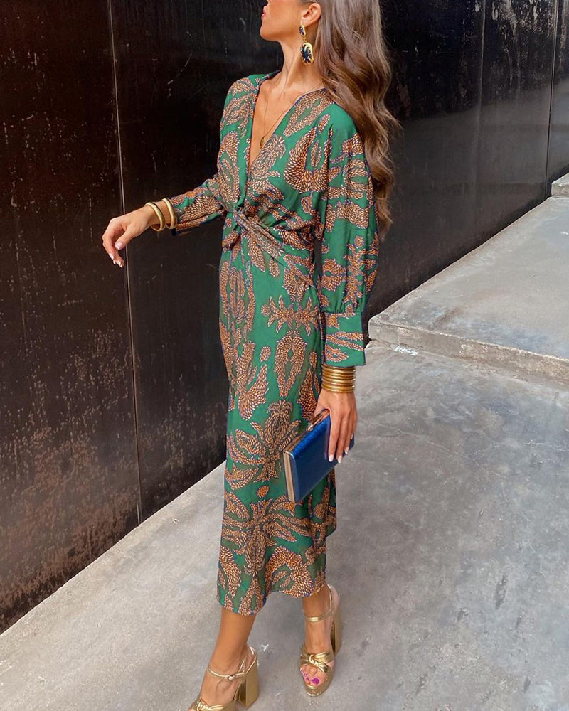 ISADORA | Vestido Midi Estampado - Verde