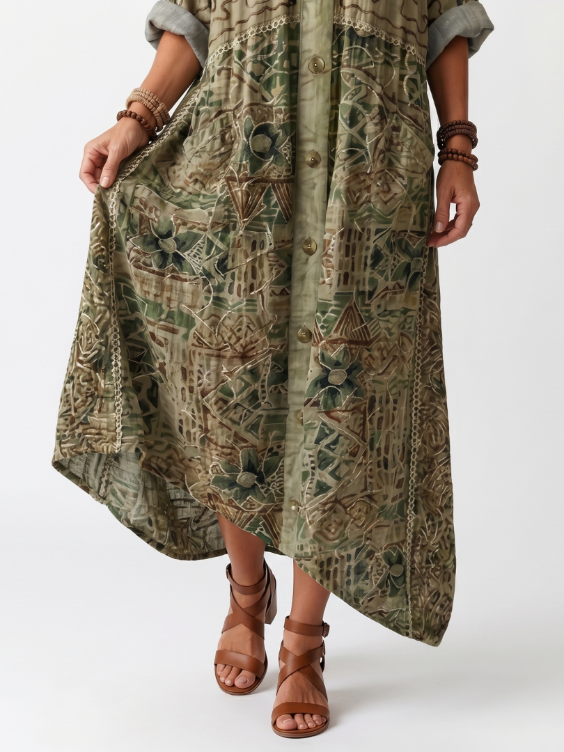 ALETA | Vestido Midi Oversize con Botones y Bolsillos - Talla M