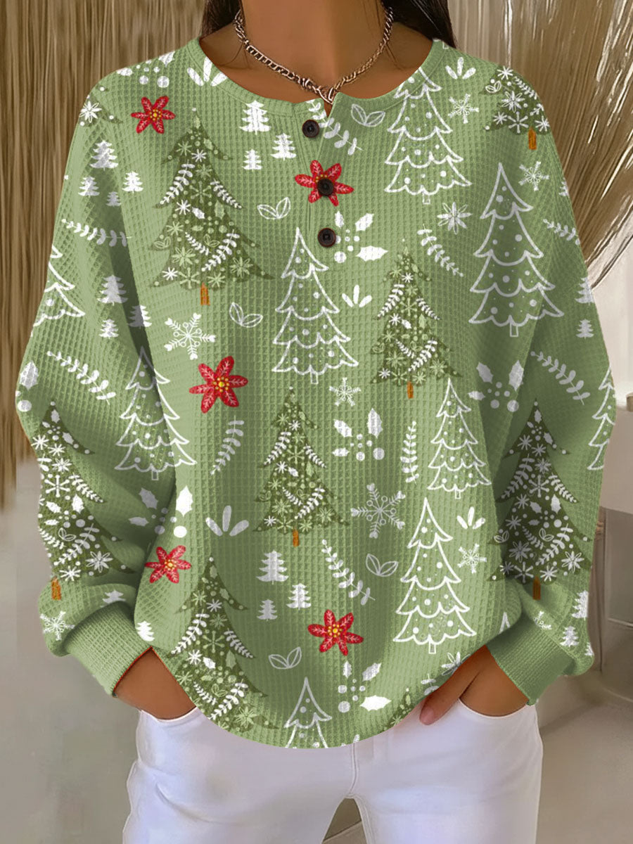 INGRID | Jersey con Motivo de Árbol de Navidad - Verde