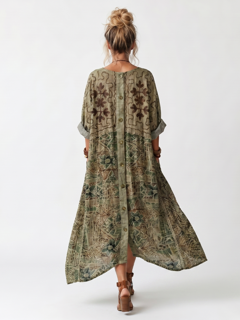 ALETA | Vestido Midi Oversize con Botones y Bolsillos - Talla XL