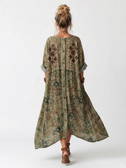 ALETA | Vestido Midi Oversize con Botones y Bolsillos - Talla XL