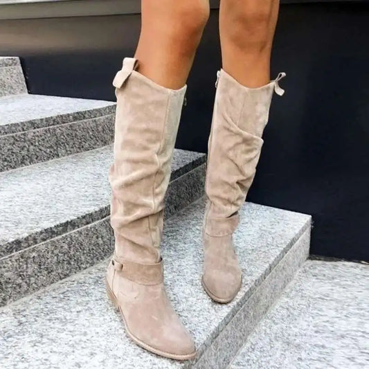 DIANA™ | Botas altas de ante estilo western - Beige