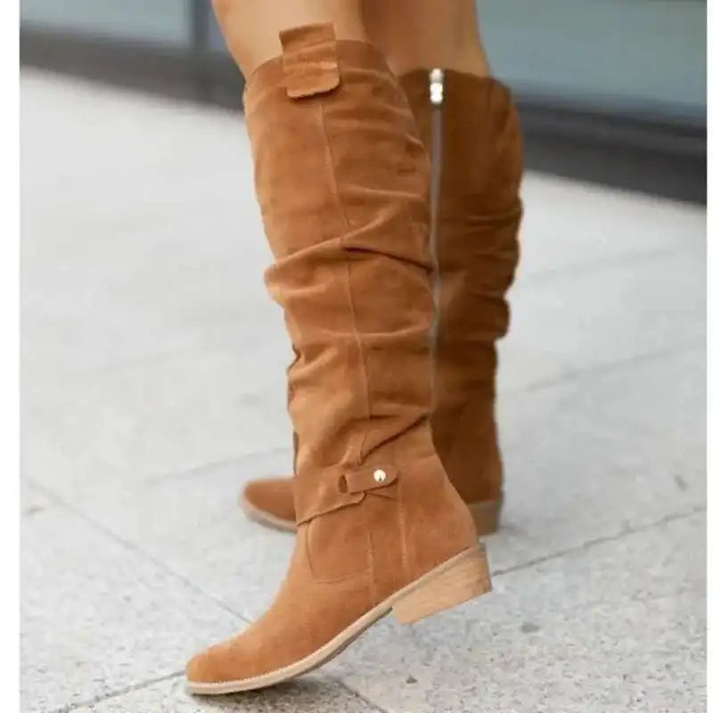 DIANA™ | Botas altas de ante estilo western - Marrón