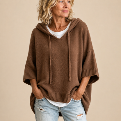 ORIANA - Poncho de punto con capucha