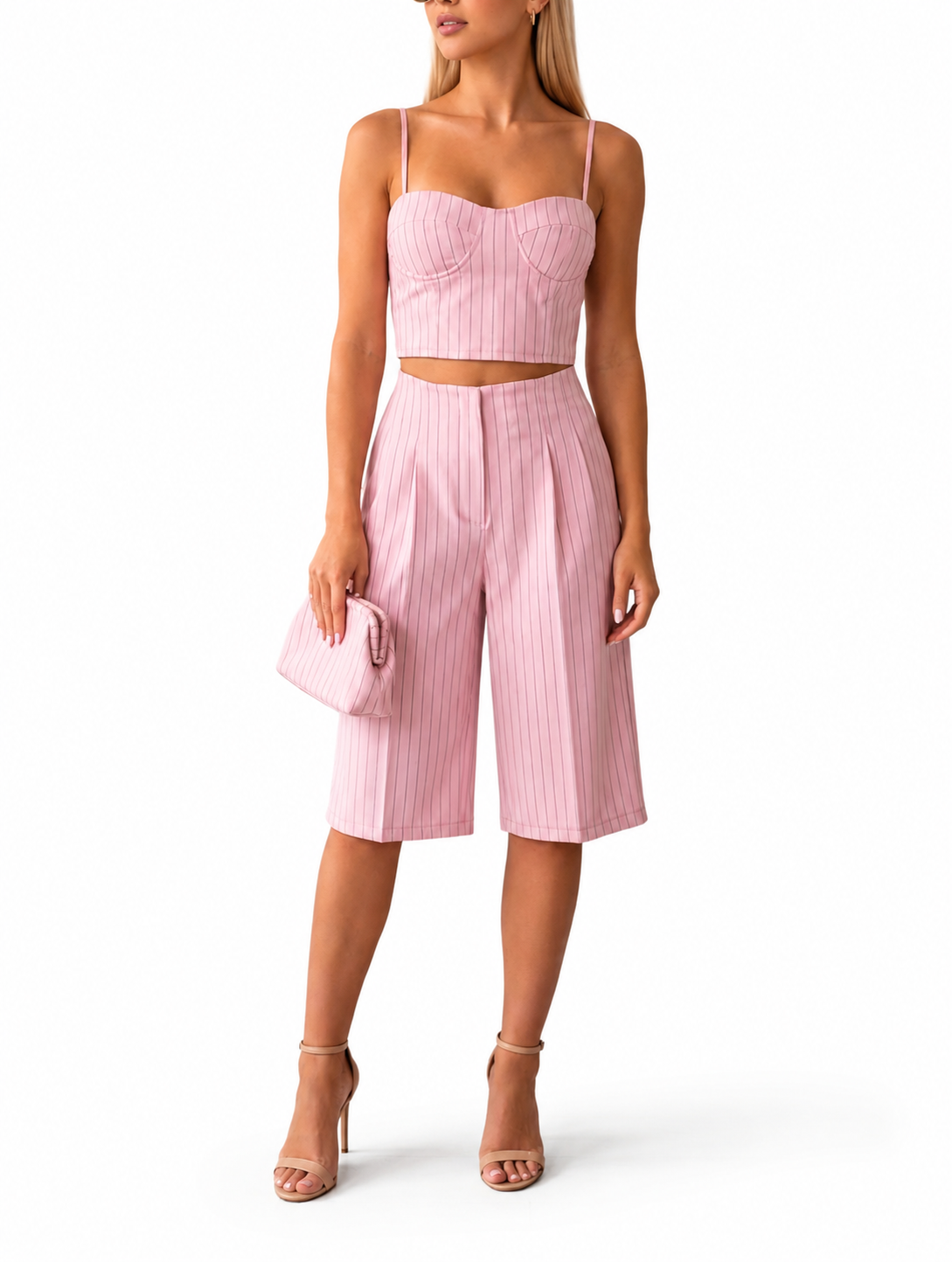 KATIA | Conjunto de bermudas de cintura alta + corpiño con copas