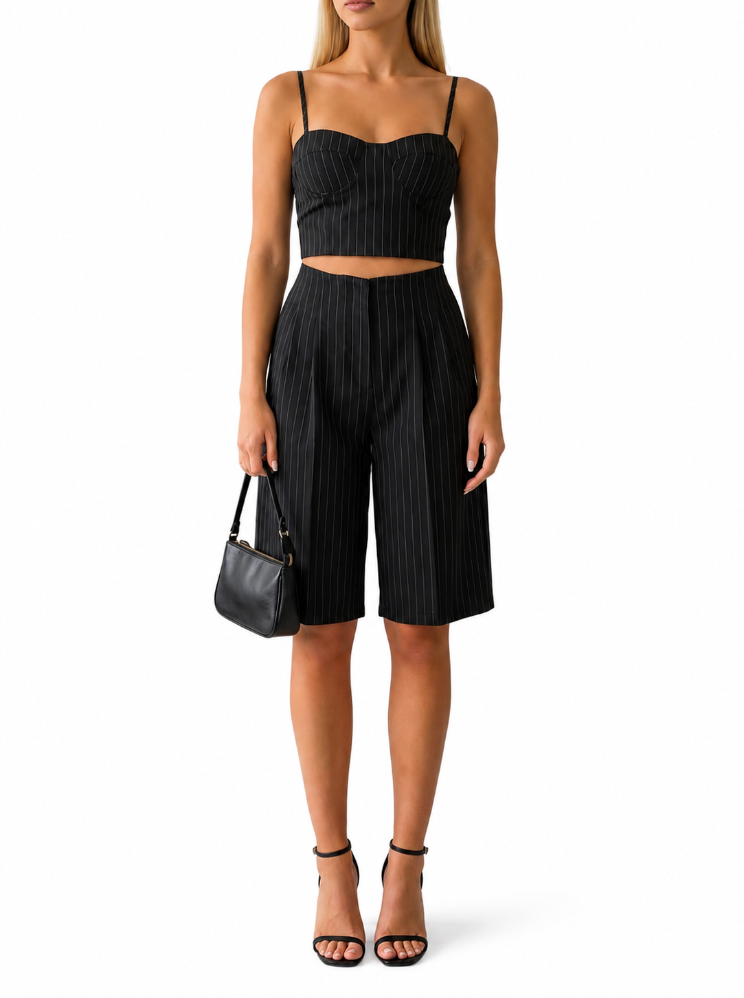 KATIA | Conjunto de bermudas de cintura alta + corpiño con copas