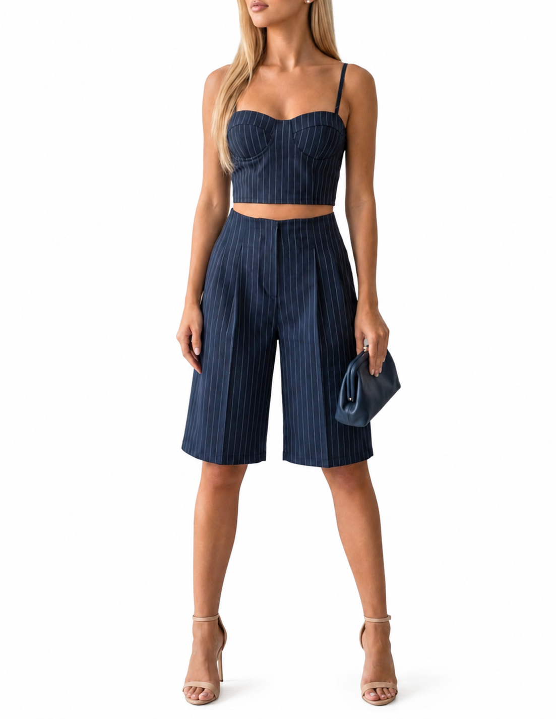 KATIA | Conjunto de bermudas de cintura alta + corpiño con copas