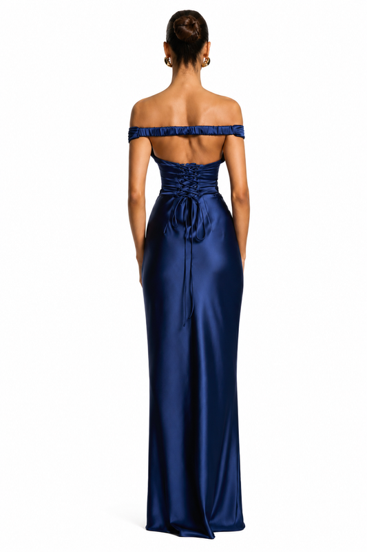 LISA-MARIE | Vestido largo con espalda corsé