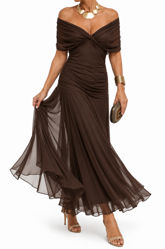 MARLENE | Vestido Largo con Hombros Descubiertos