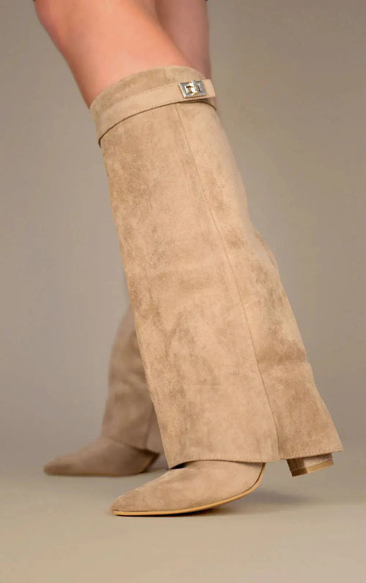 ISABELLA | Botas altas elegantes de ante - Taupe