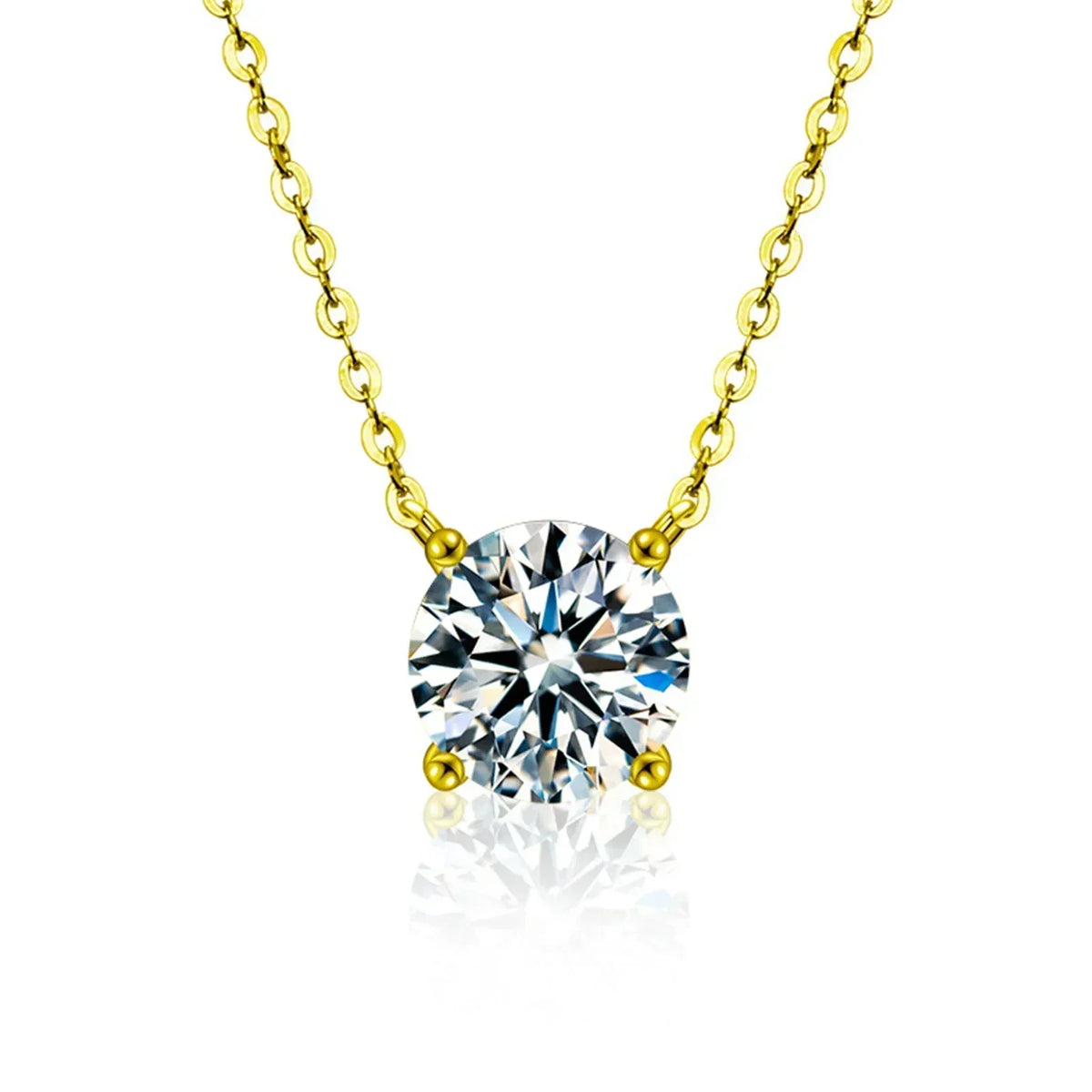 Collar de plata de ley chapado en oro con circonita