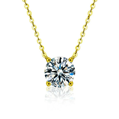 Collar de plata de ley chapado en oro con circonita