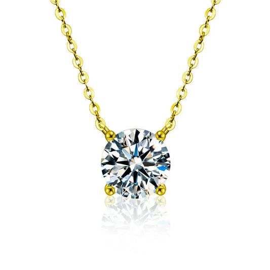 Collar de plata de ley chapado en oro con circonita