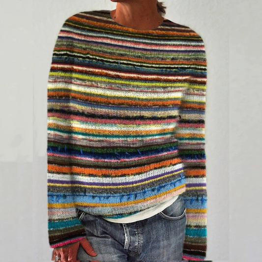 SILVANA™ | Jersey Acogedor Retro - A rayas
