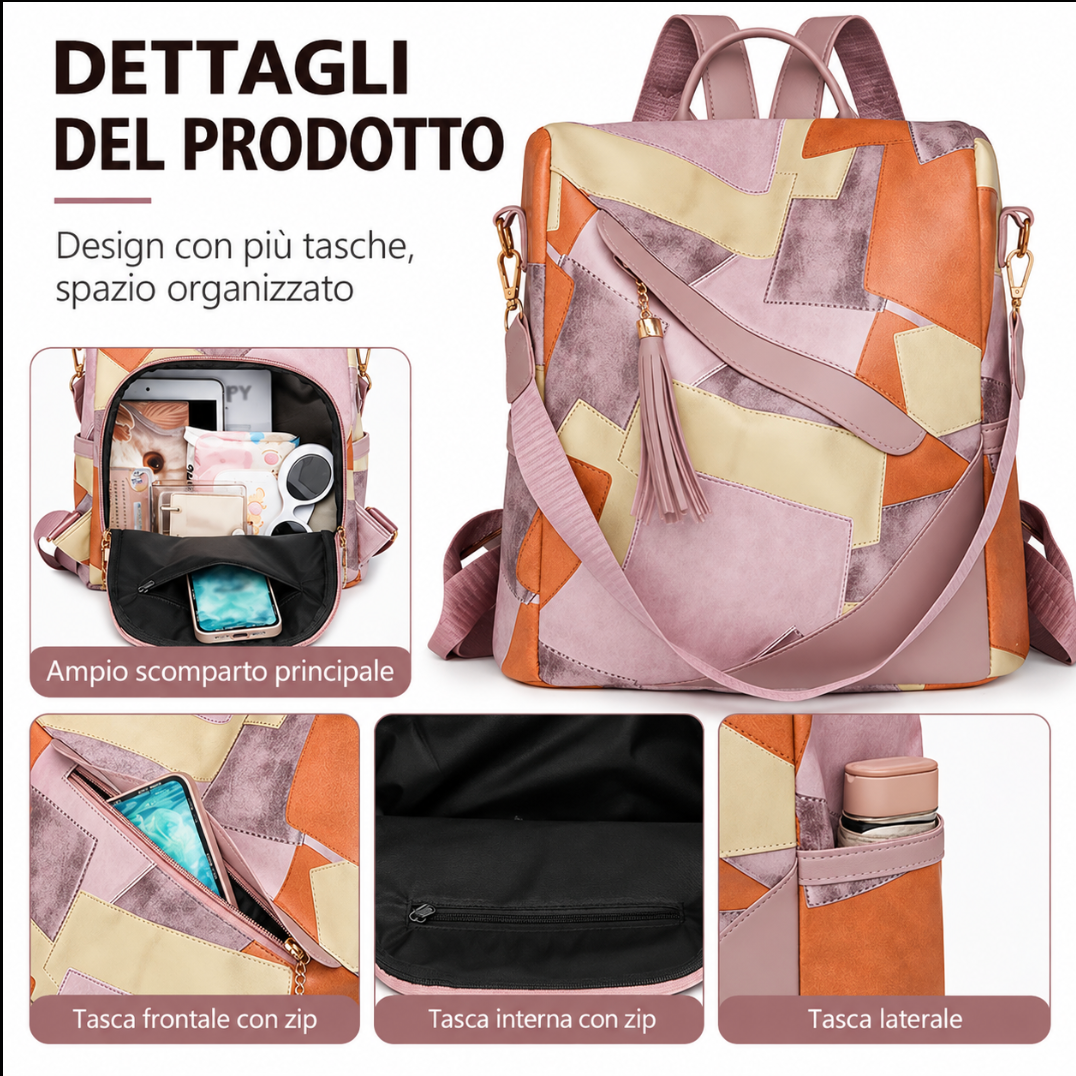 DELFINA - Mochila Antirrobo de Cuadros