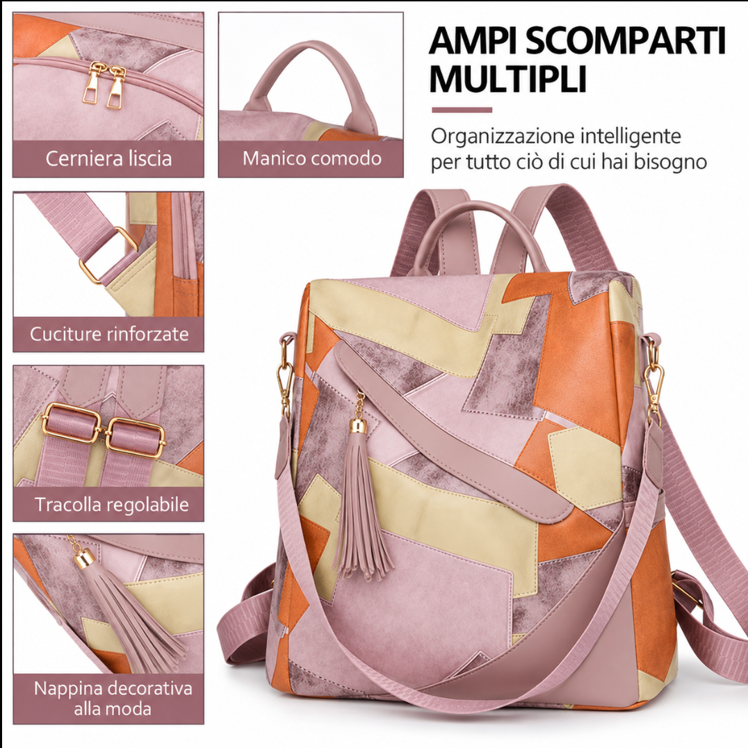 DELFINA - Mochila Antirrobo de Cuadros