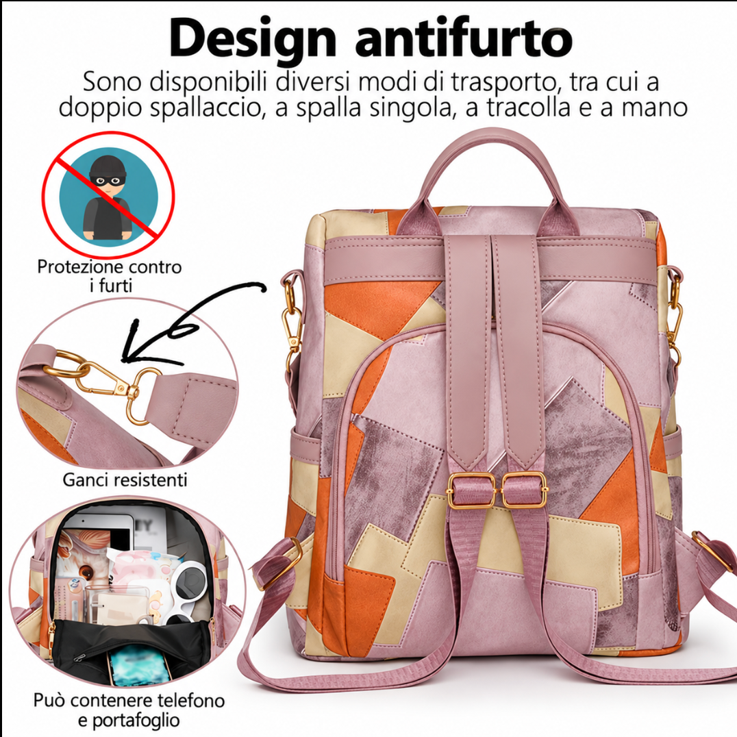 DELFINA - Mochila Antirrobo de Cuadros