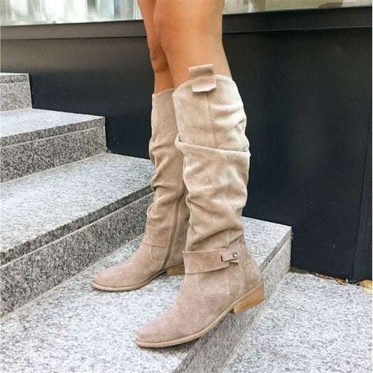 NAOMI | Botas altas planas de ante - Beige