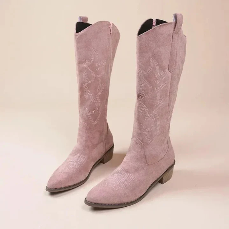 SIERRA™ | Botas altas bordadas estilo western - Rosa