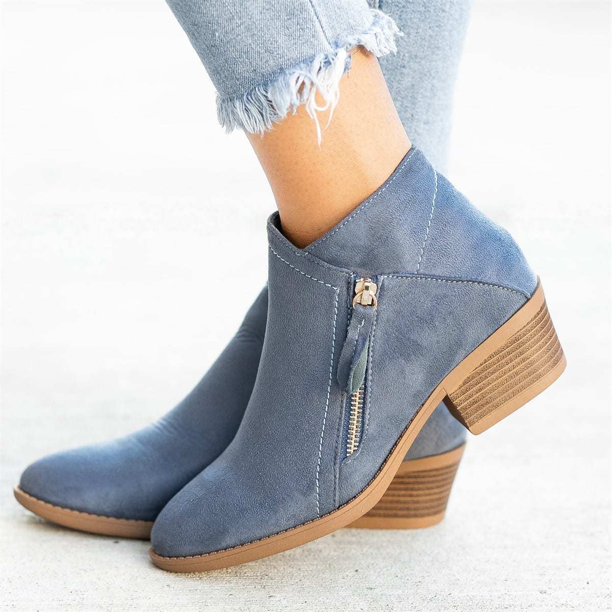 ELENA | Botines cortos de ante - Azul