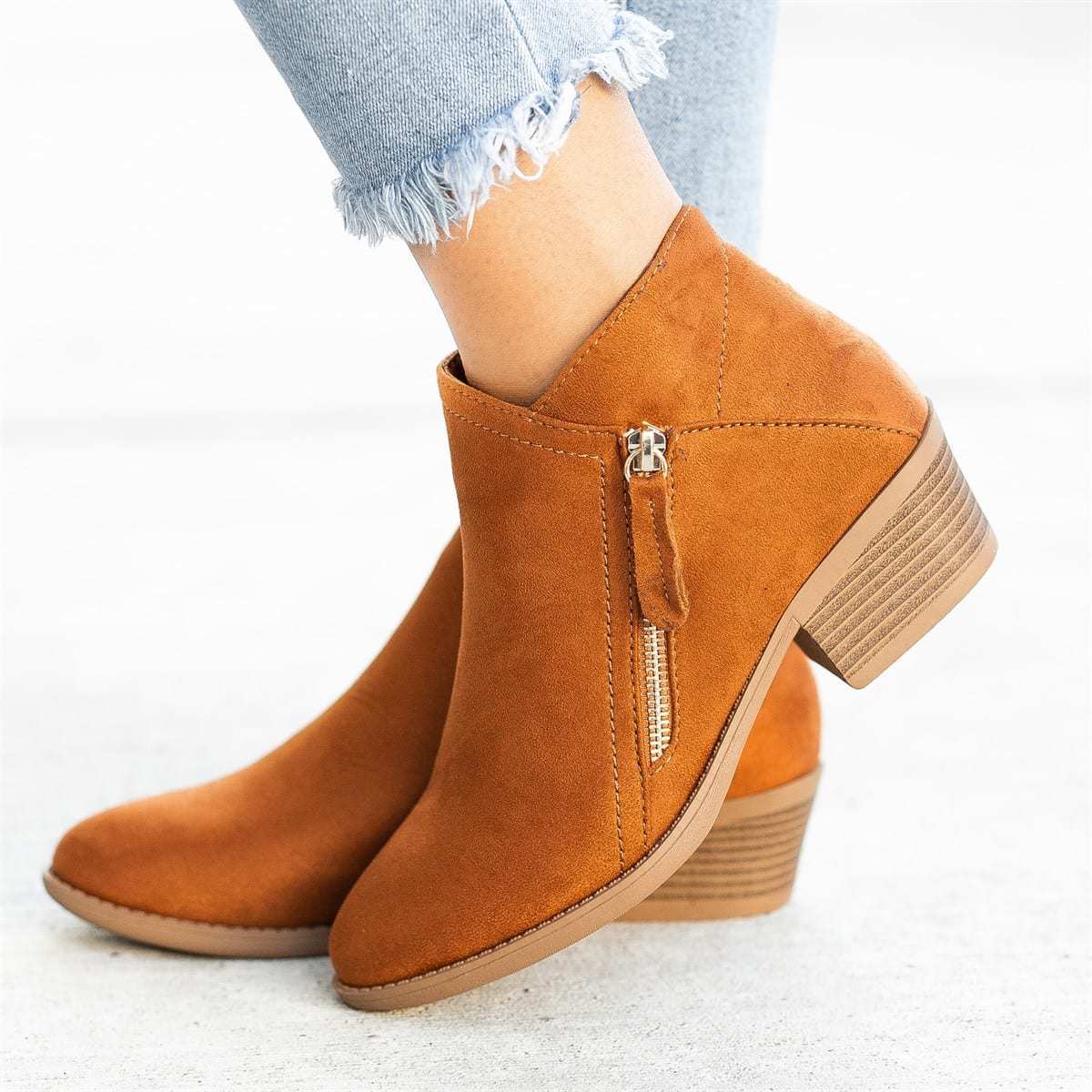ELENA | Botines cortos de ante - Naranja