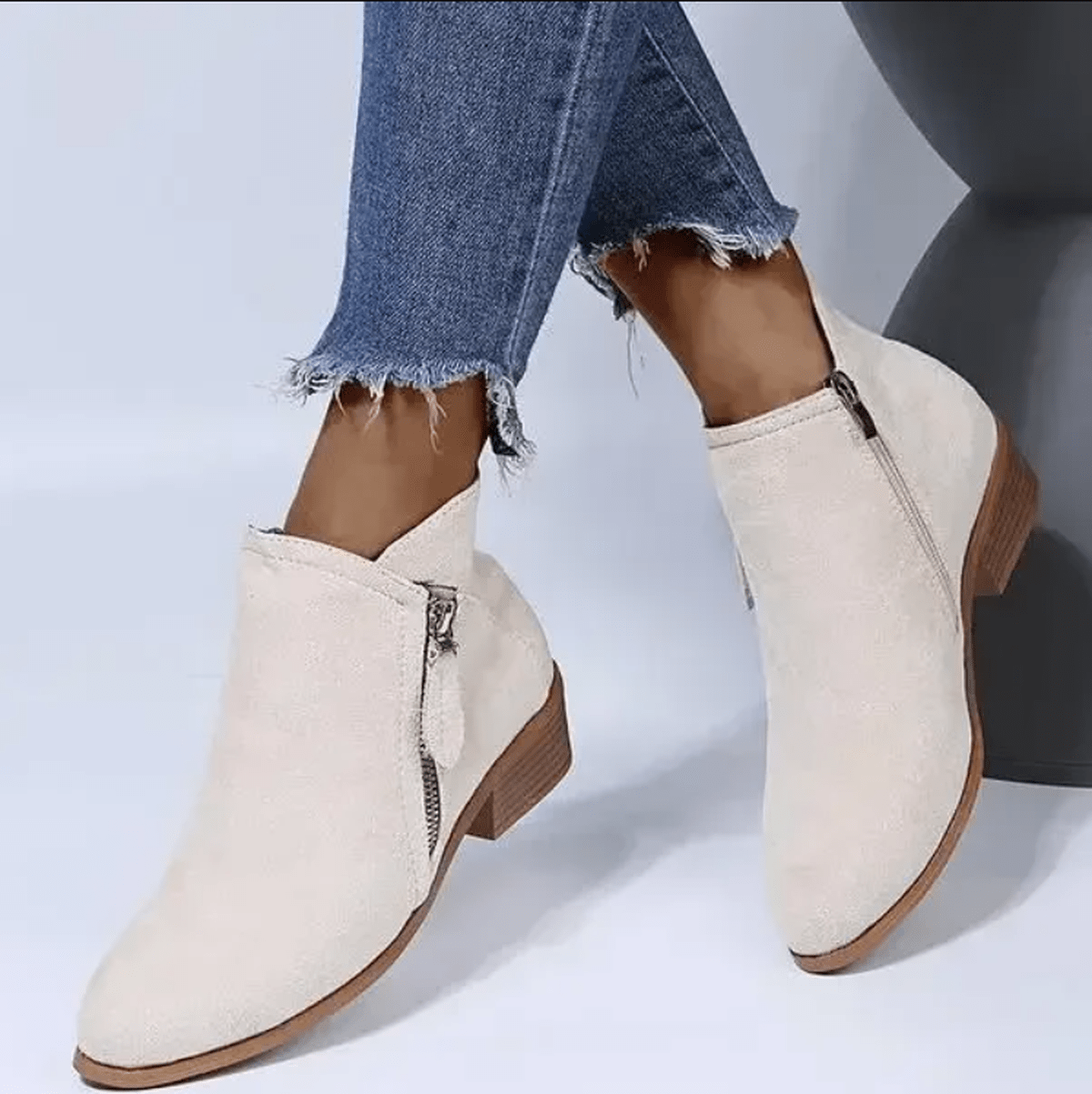 ELENA | Botines cortos de ante - Crema