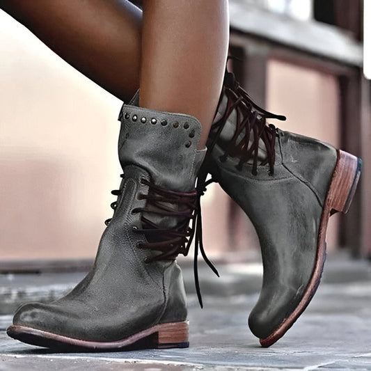 AMELIA™ | Botines de cordones con tachuelas - Gris
