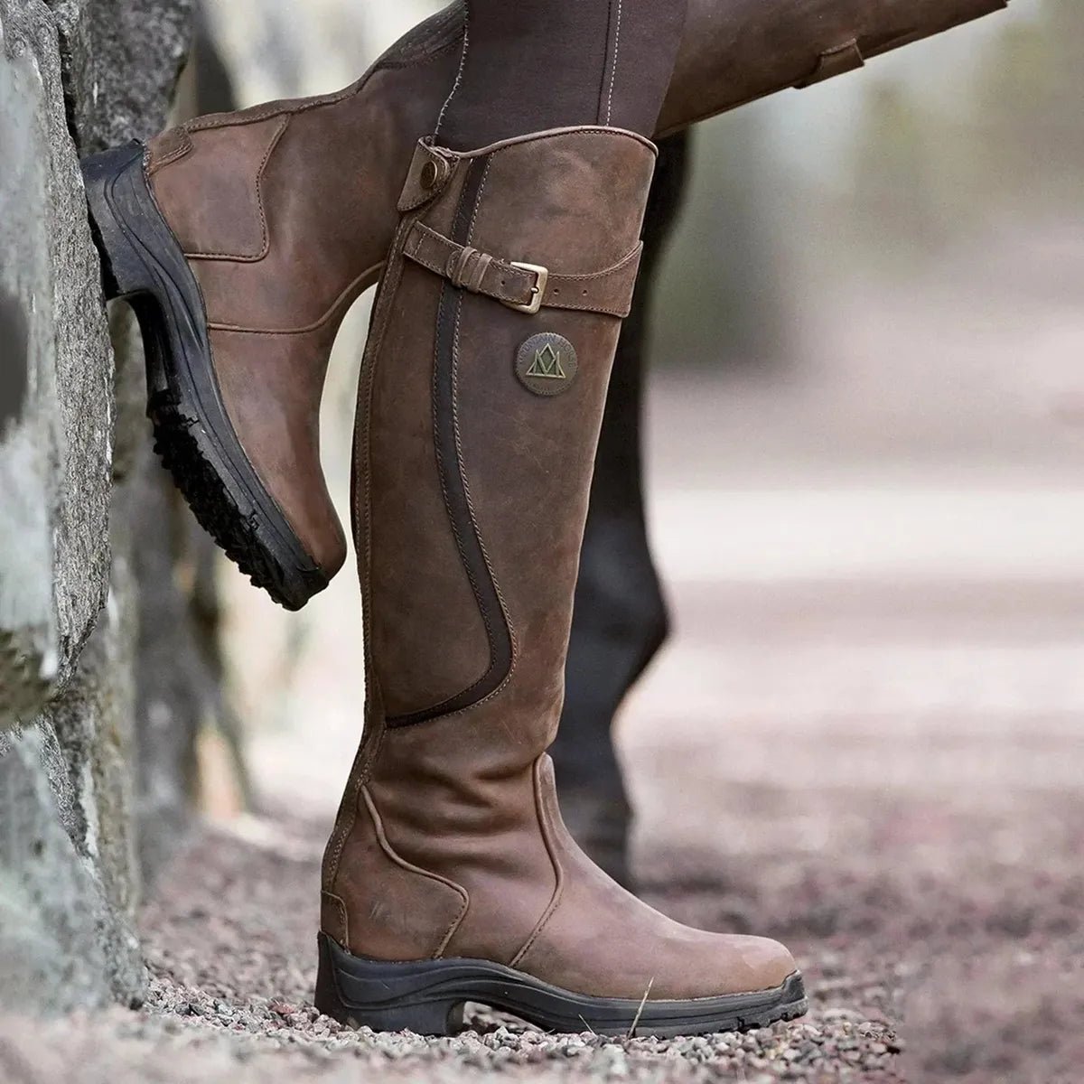 VICTORIA | Botas altas impermeables de piel - Marrón oscuro