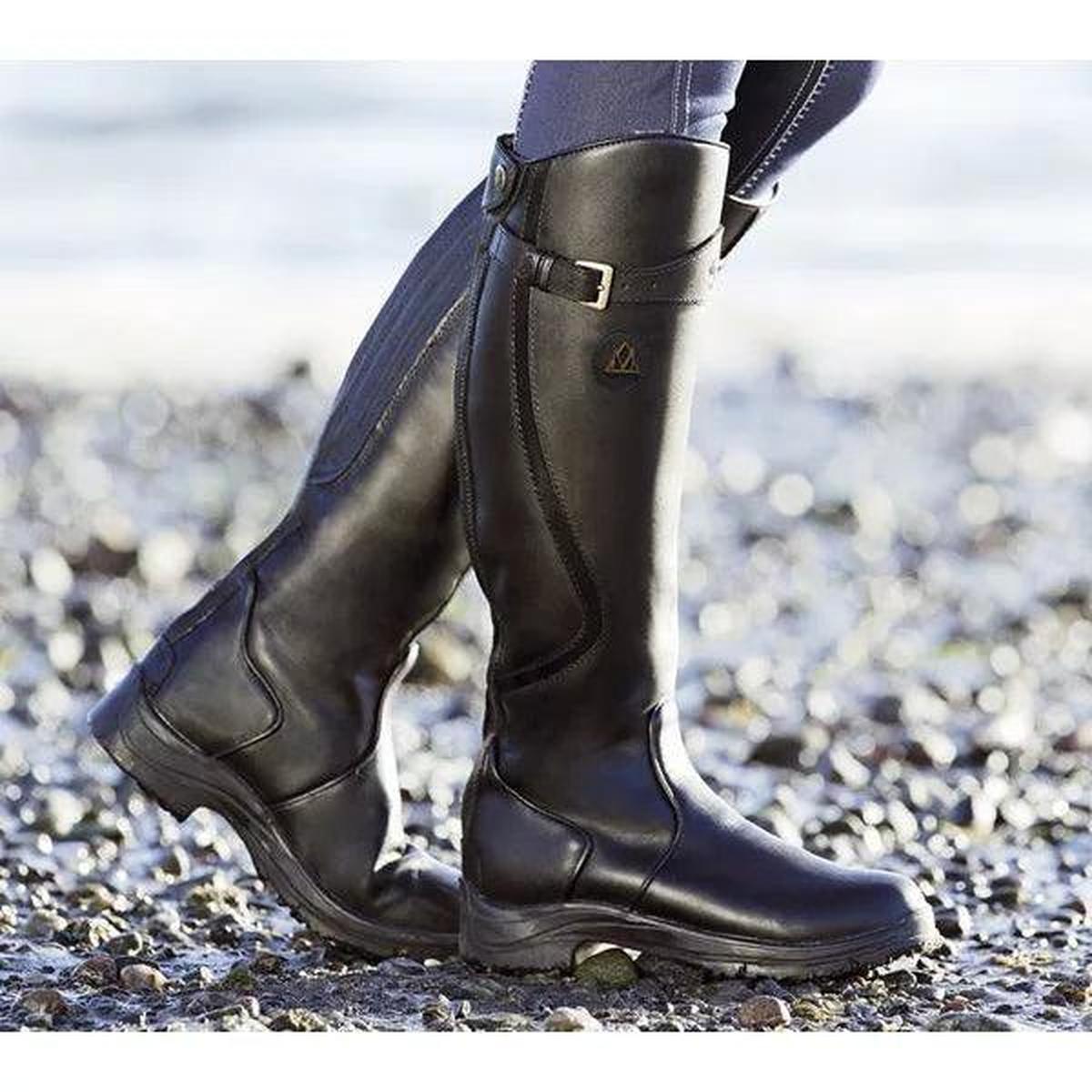 VICTORIA | Botas altas impermeables de piel - Negro