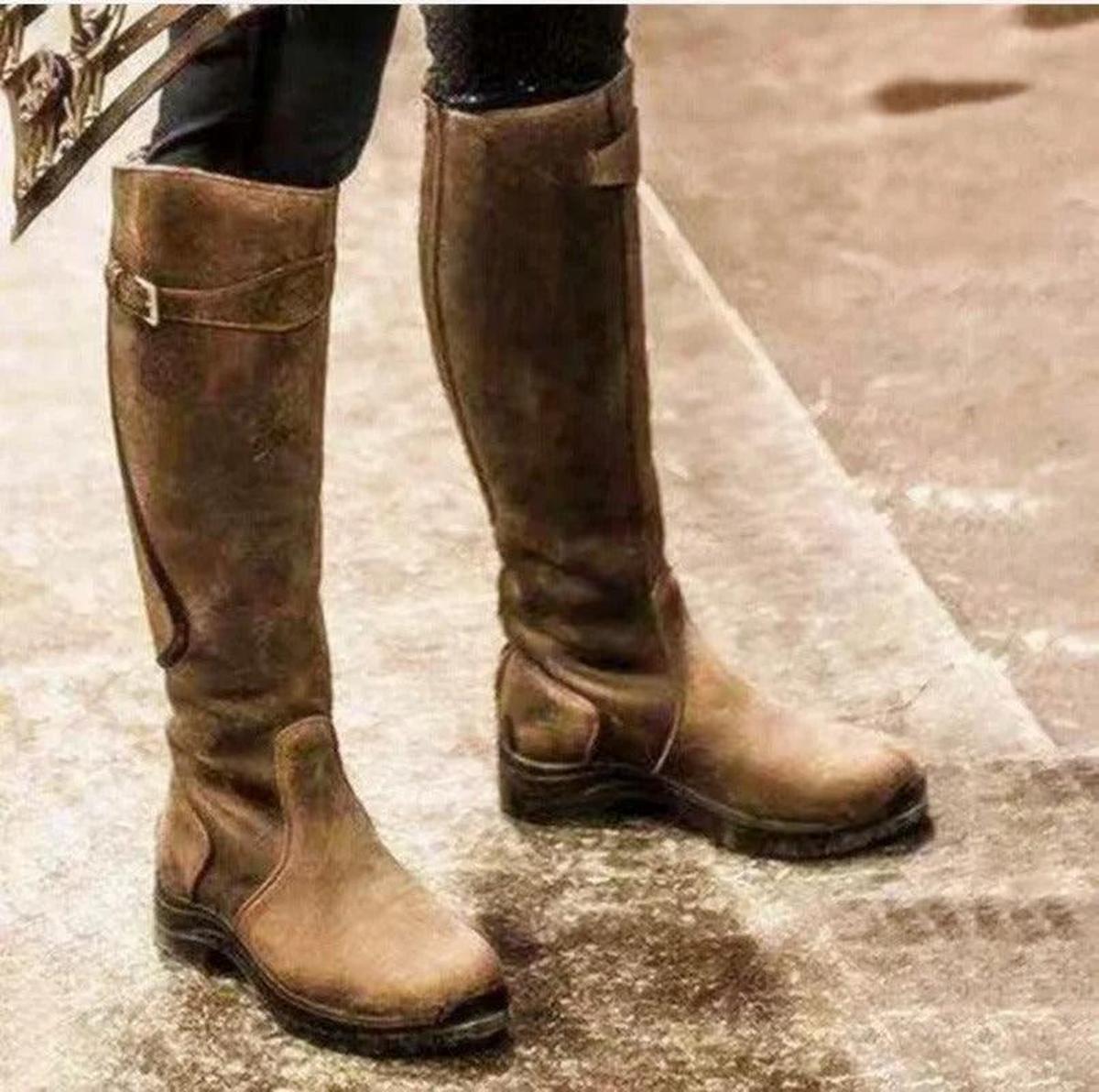 VICTORIA | Botas altas impermeables de piel - Marrón