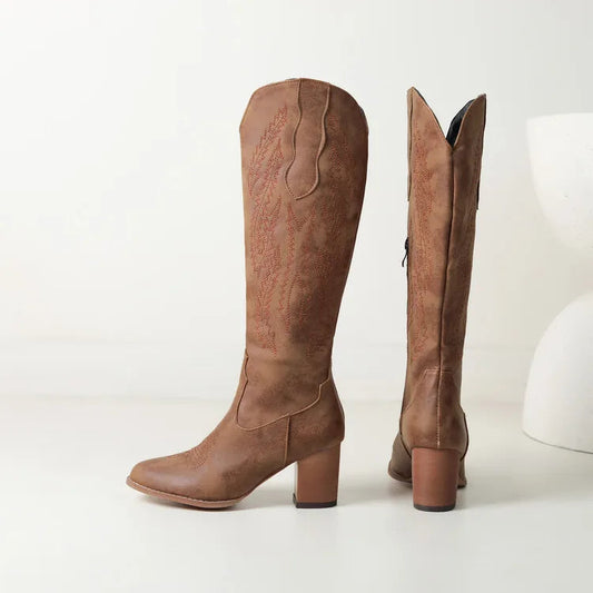 DALLAS™ | Botas camperas altas con bordado - Verde oliva
