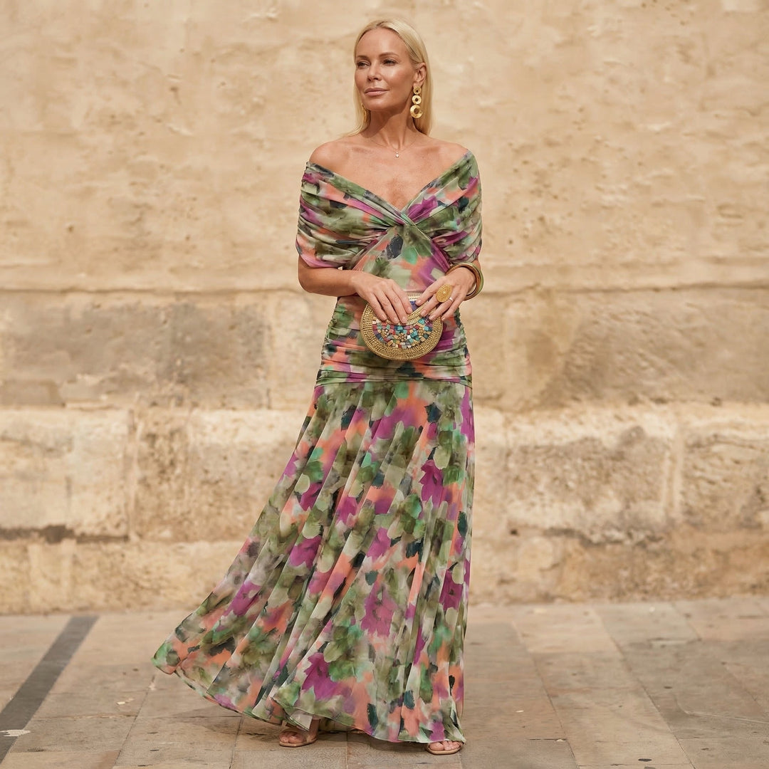 IGNACIA | Vestido Largo Plisado Floral - Multicolor
