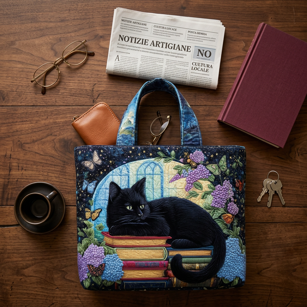 Bolso Gato Negro sobre Libros