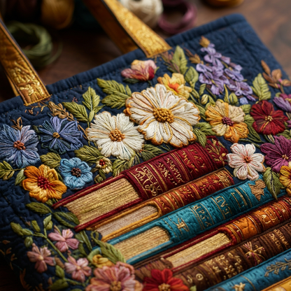 Bolso Estampado Floral y Libros