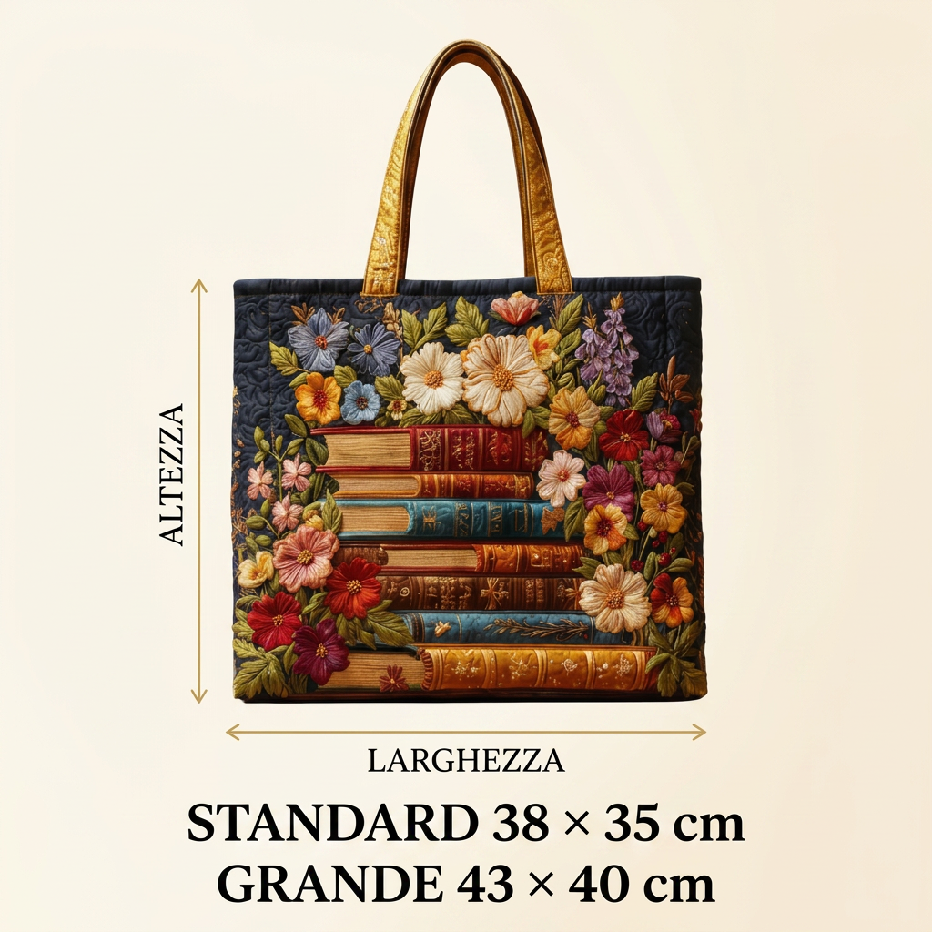 Bolso Estampado Floral y Libros