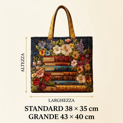 Bolso Estampado Floral y Libros