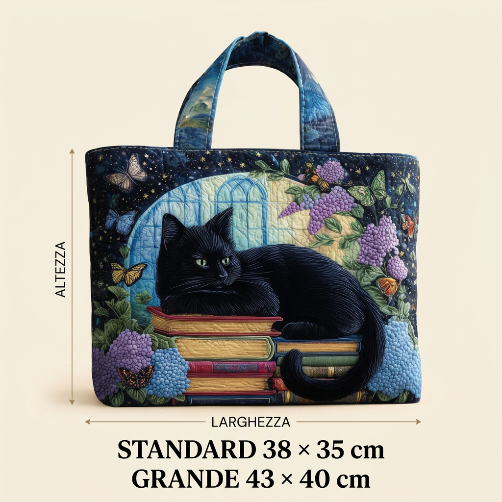 Bolso Gato Negro sobre Libros