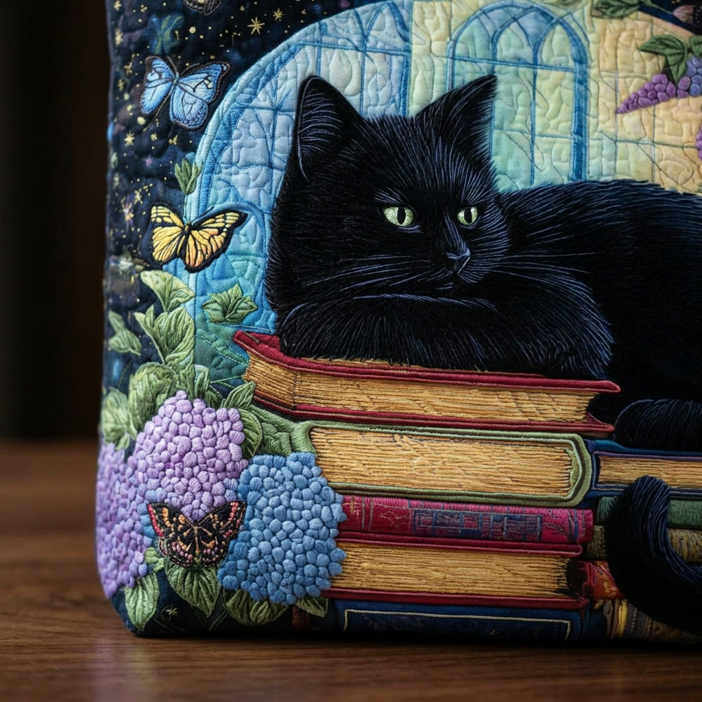 Bolso Gato Negro sobre Libros