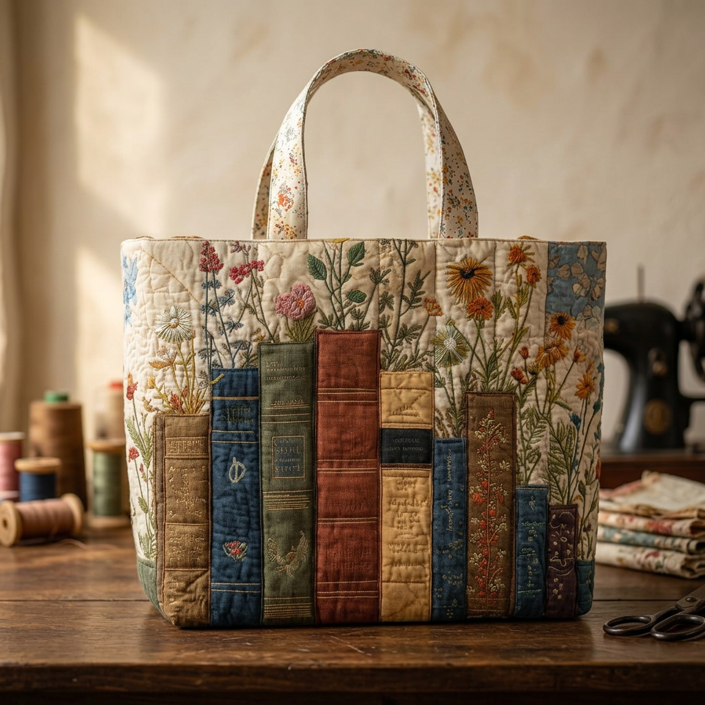 Bolso Libros y Flores