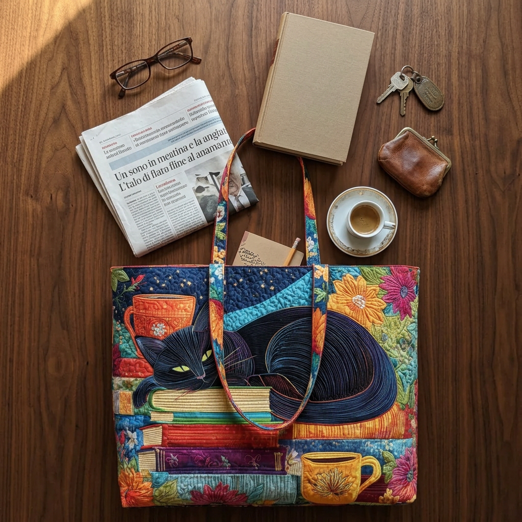 Bolso Gato Negro, Libros y Tazas
